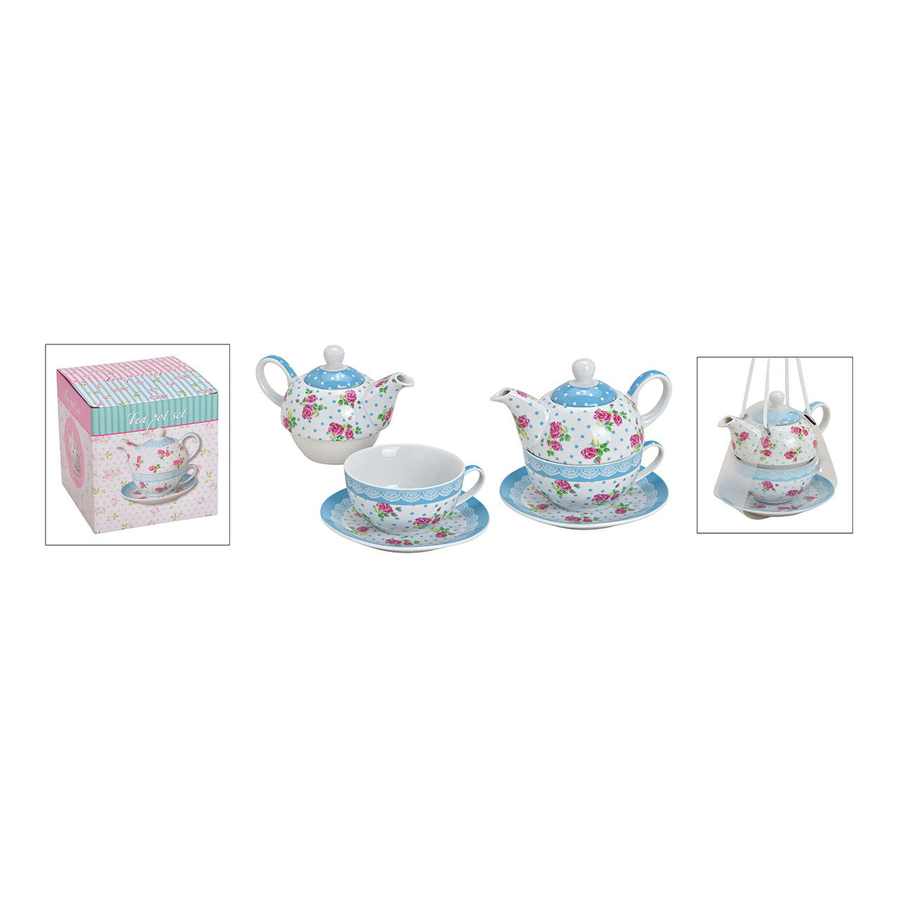 Dekoobjekt Teekannen-set aus Keramik - Blau - Original