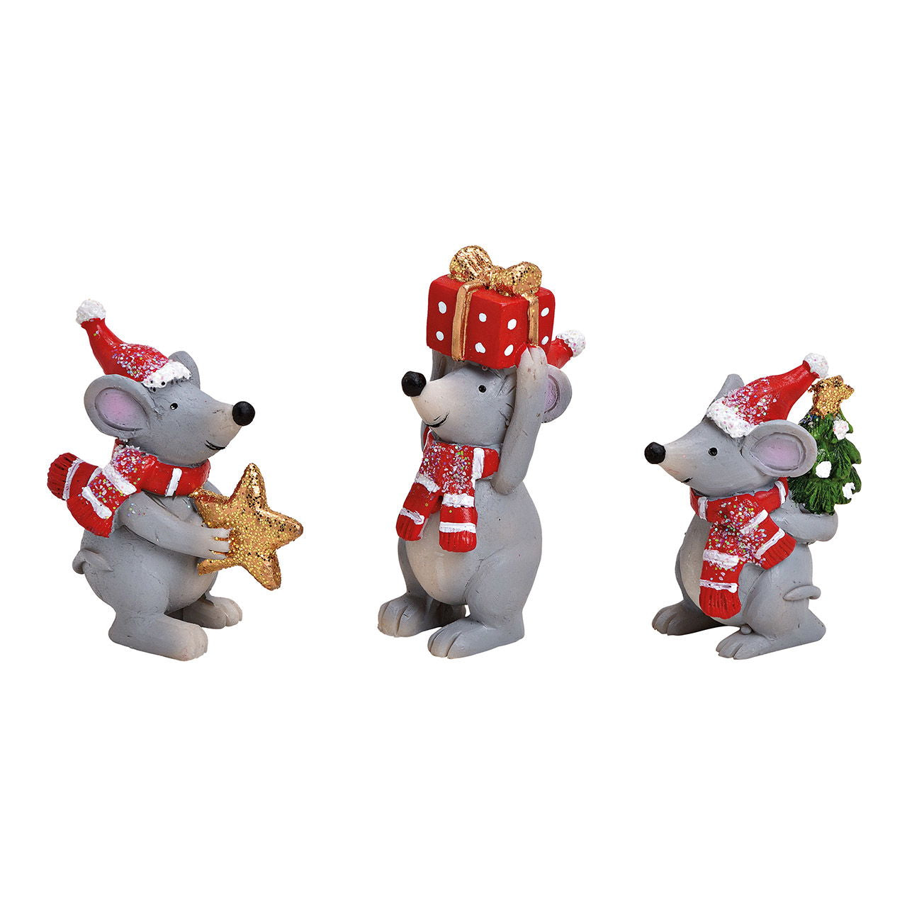 Premium Weihnachtsdekoration Weihnachtsmaus Poly Grau - Hochwertige Qualität
