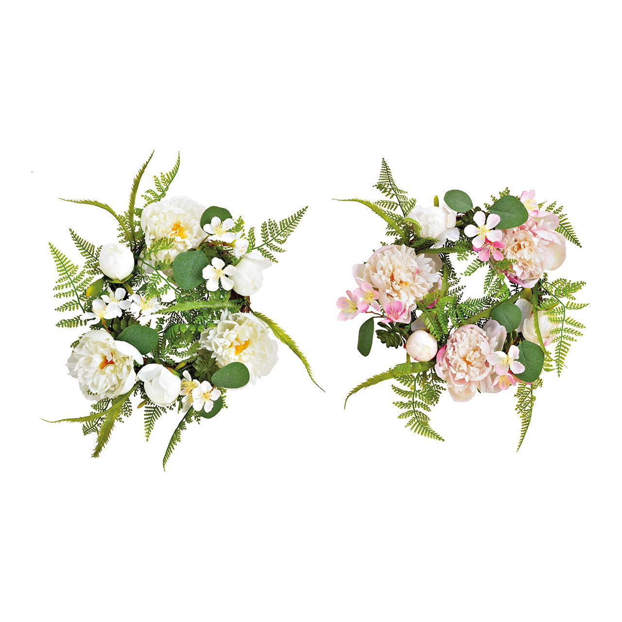 Geschmackvolle Deko Dekorationsobjekt Blumenkranz - Poly Weiß