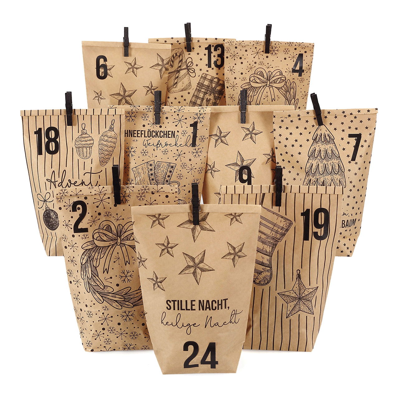 Exklusive Weihnachtsdekoration Adventskalender aus hochwertigem Material - Schwarz - Hochwertige Verarbeitung