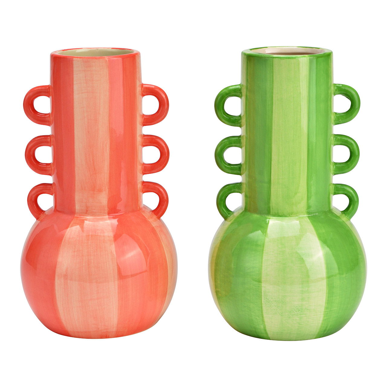 Vase Gestreift Grün - Keramik - Geschenk