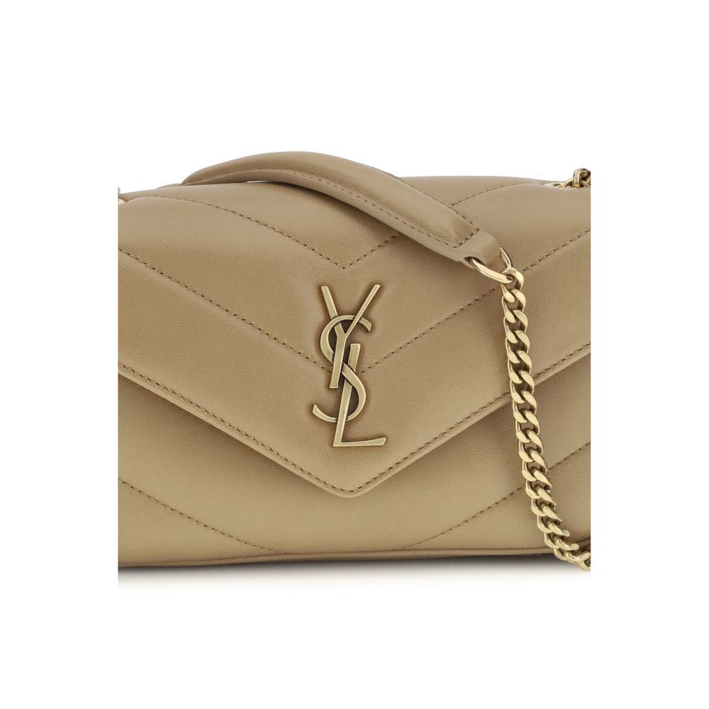 Saint Laurent Lou Lou Schultertasche aus beigem Lammleder