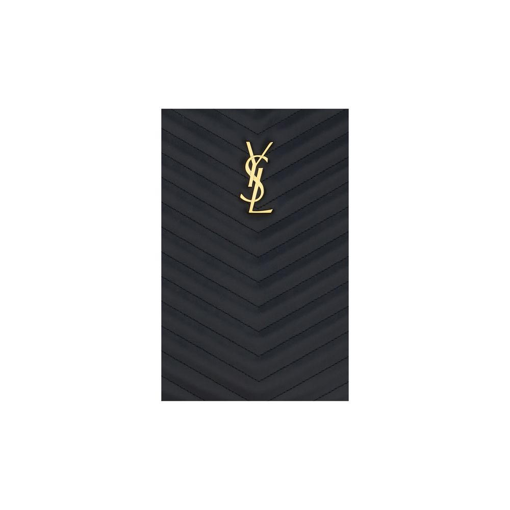 Saint Laurent Schwarze Kalbsleder Bos Taurus Clutch - Elegantes Designer-Accessoire
