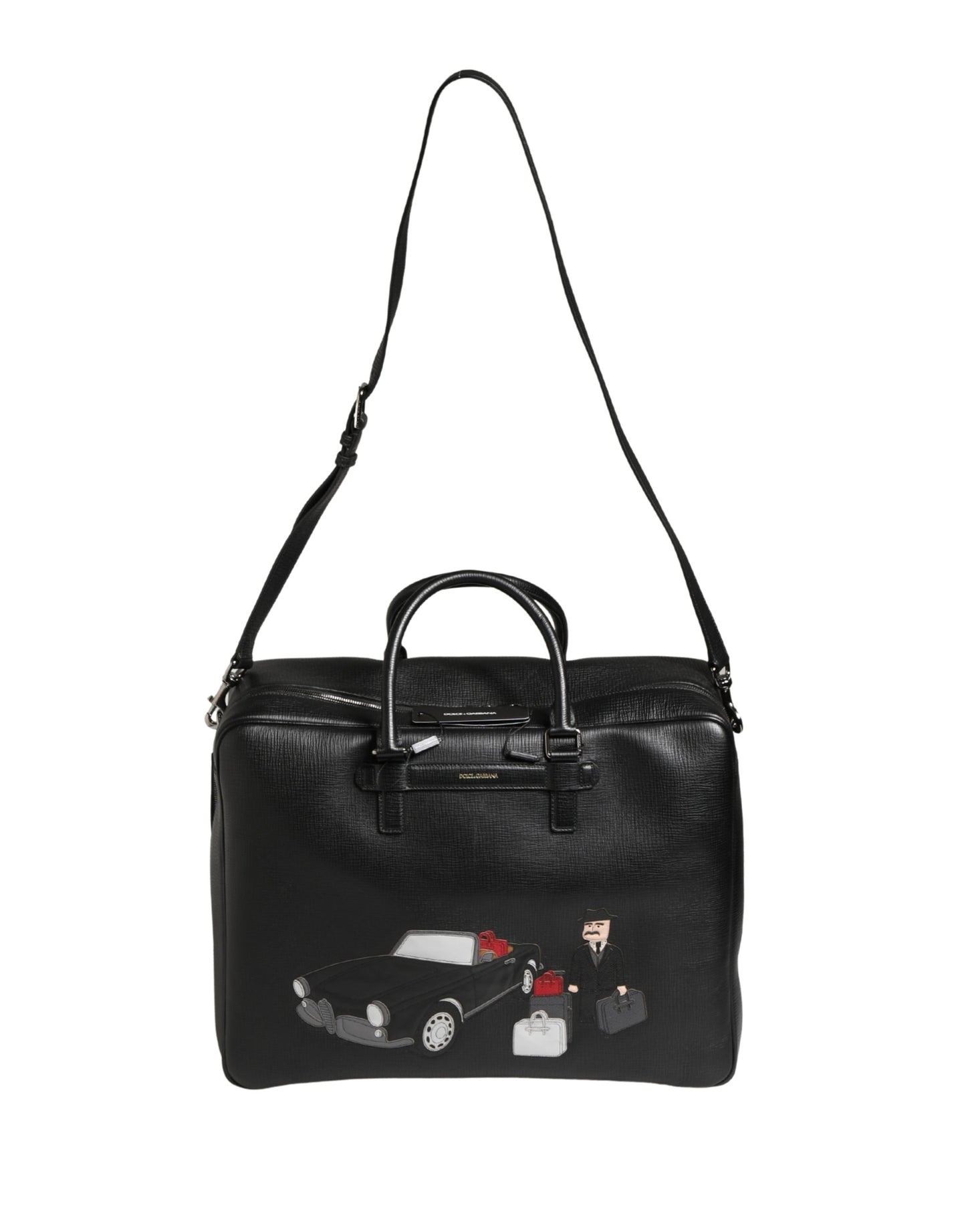 Dolce & Gabbana Mediterraneo Weekender-Tasche aus schwarzem Kalbsleder