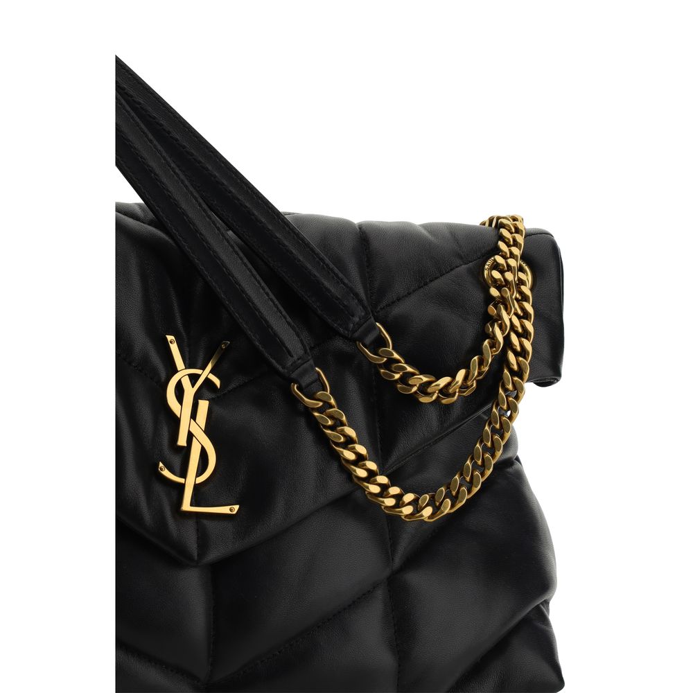 Saint Laurent LouLou Medium Schultertasche aus schwarzem Lammleder – Eleganz trifft Praktikabilität