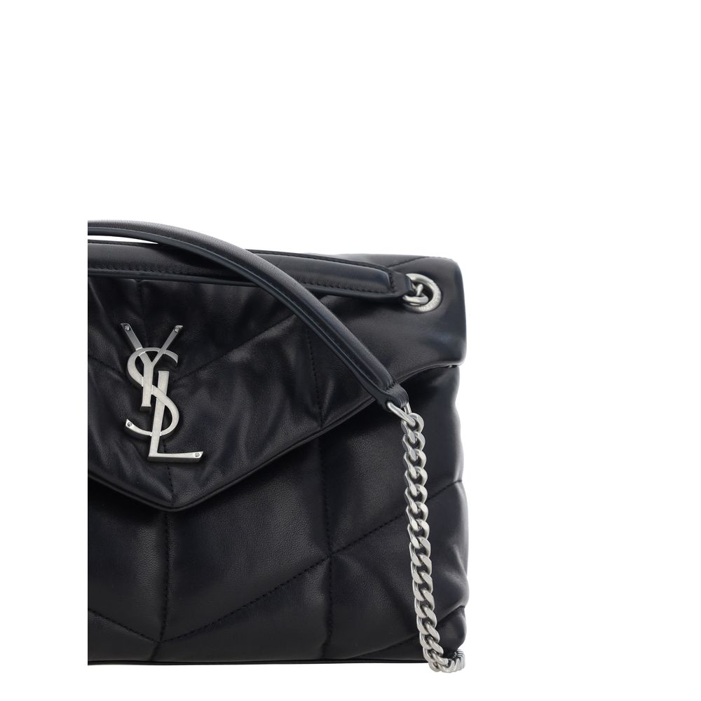 Saint Laurent LouLou Schultertasche aus schwarzem Lammleder