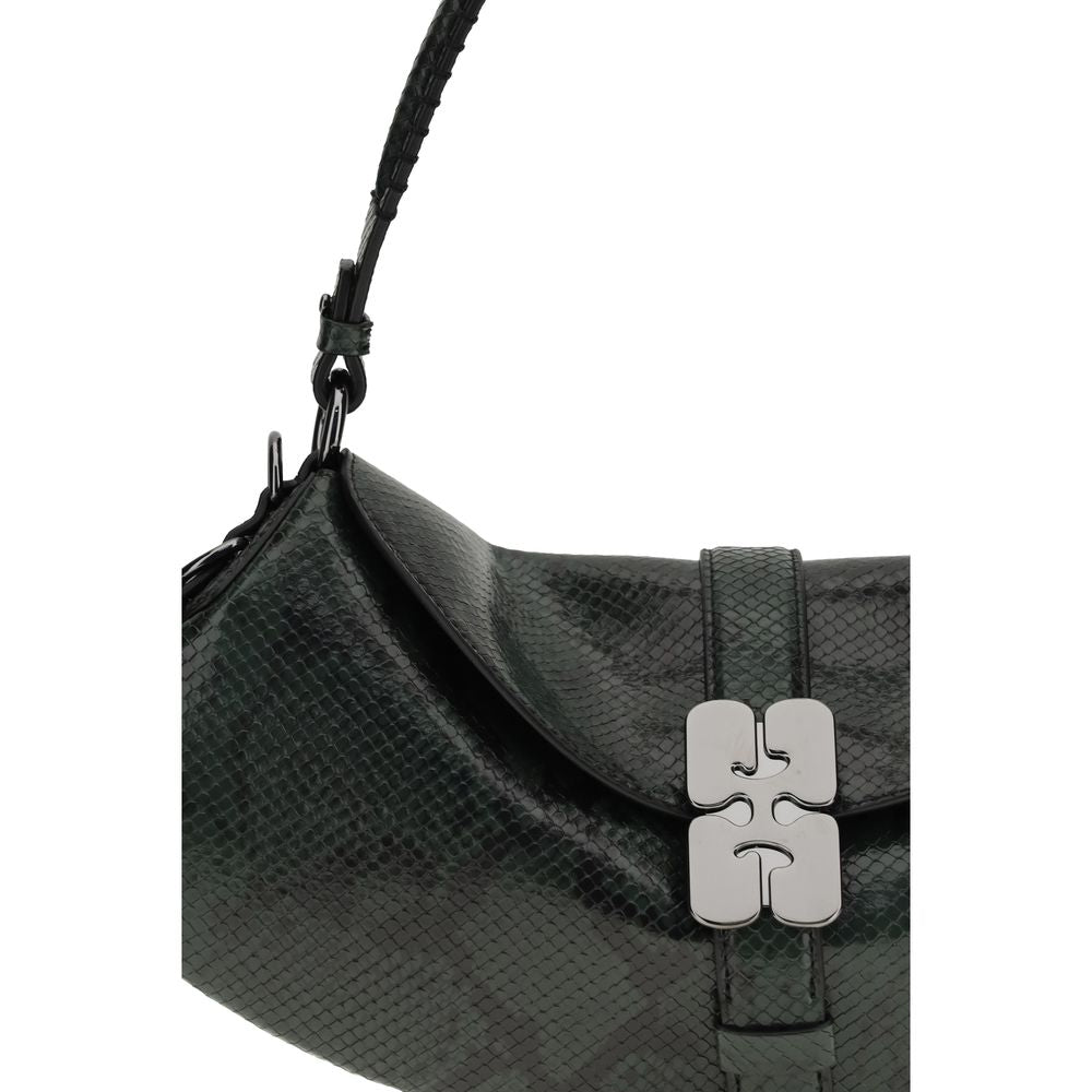 Ganni B-Kat Schultertasche aus recyceltem Leder in Blau – Elegante Designer-Handtasche