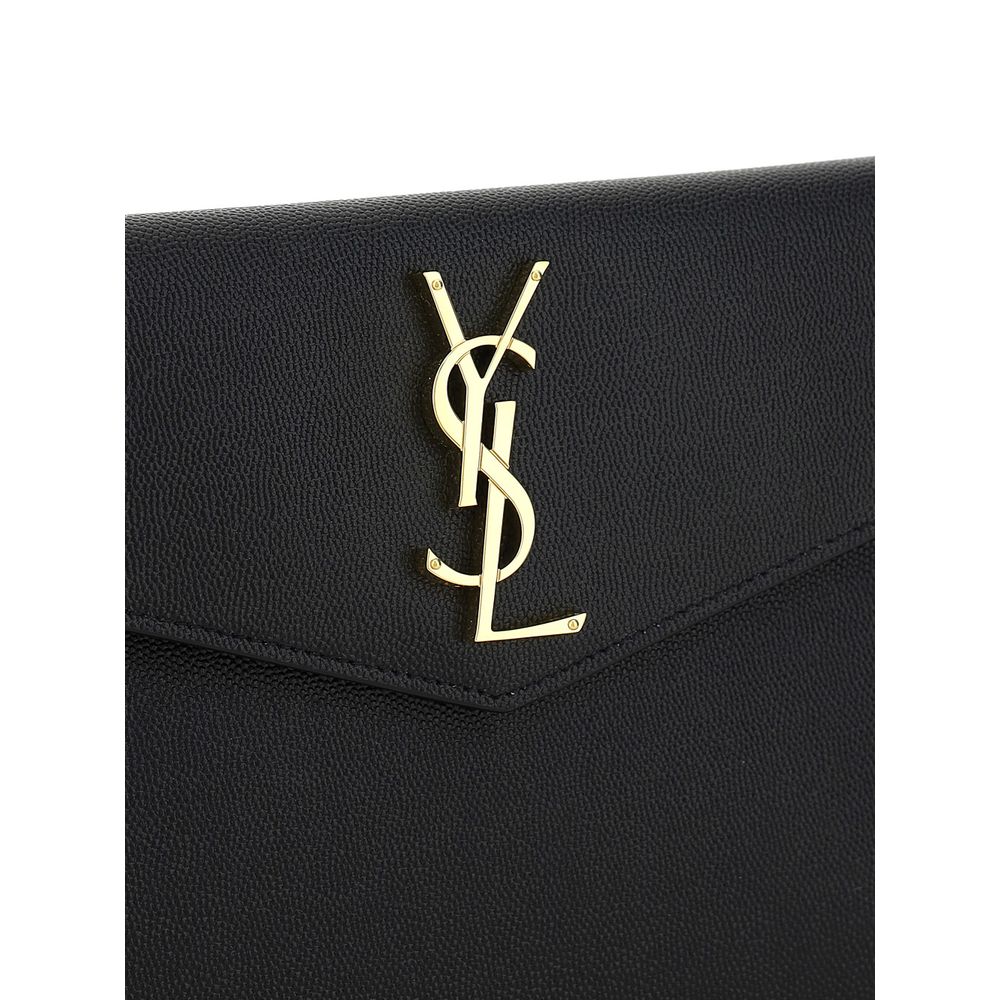 Saint Laurent Schwarzes Kalbsleder Bos Taurus Portemonnaie
