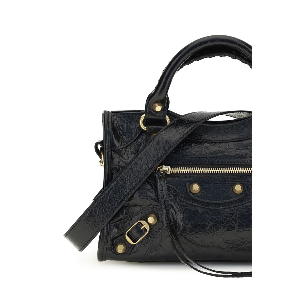 Balenciaga Le City Mini Handtasche aus schwarzem Lammleder