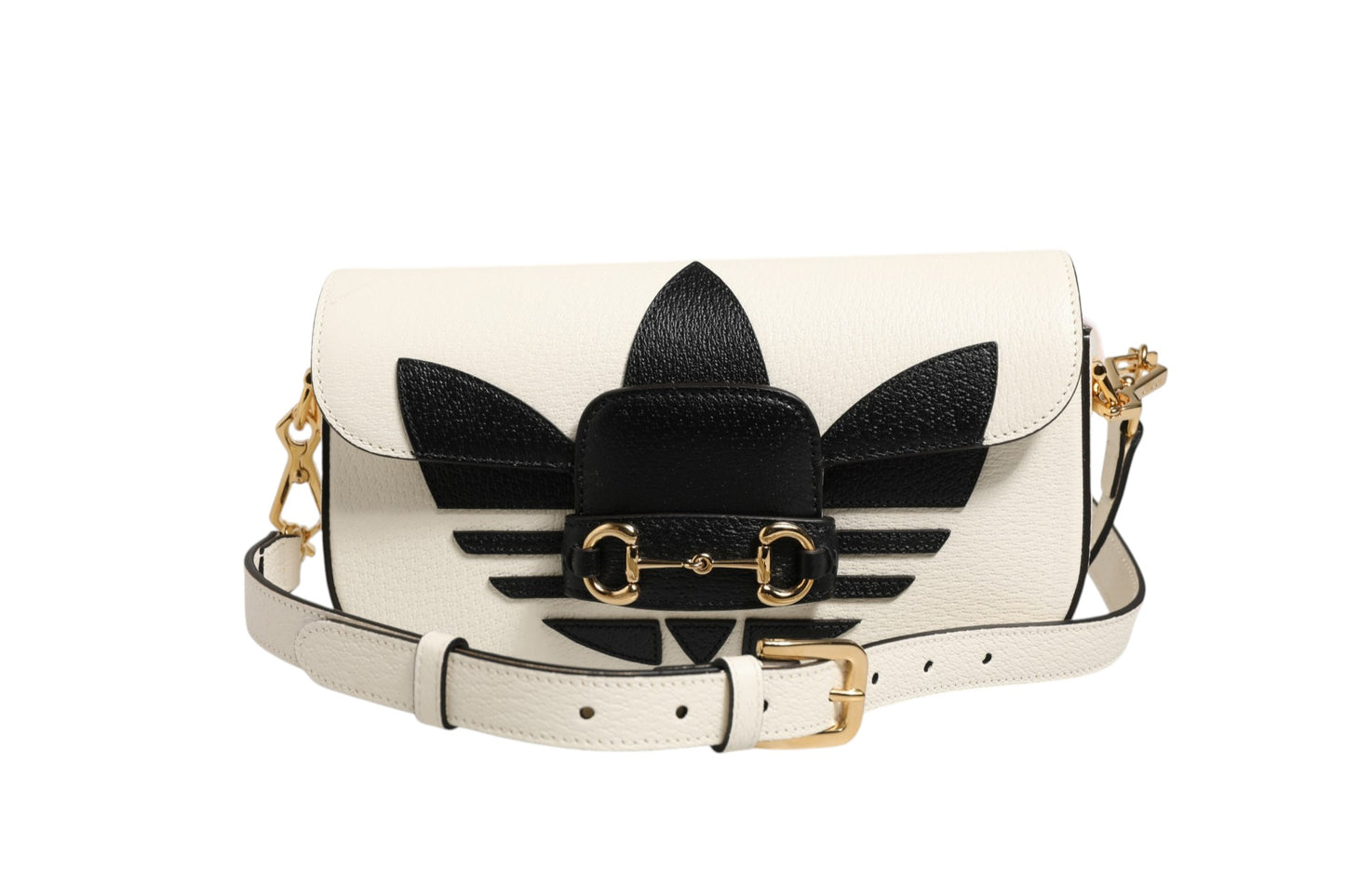 Gucci x Adidas Horsebit 1955 Schultertasche Schwarz/Weiß