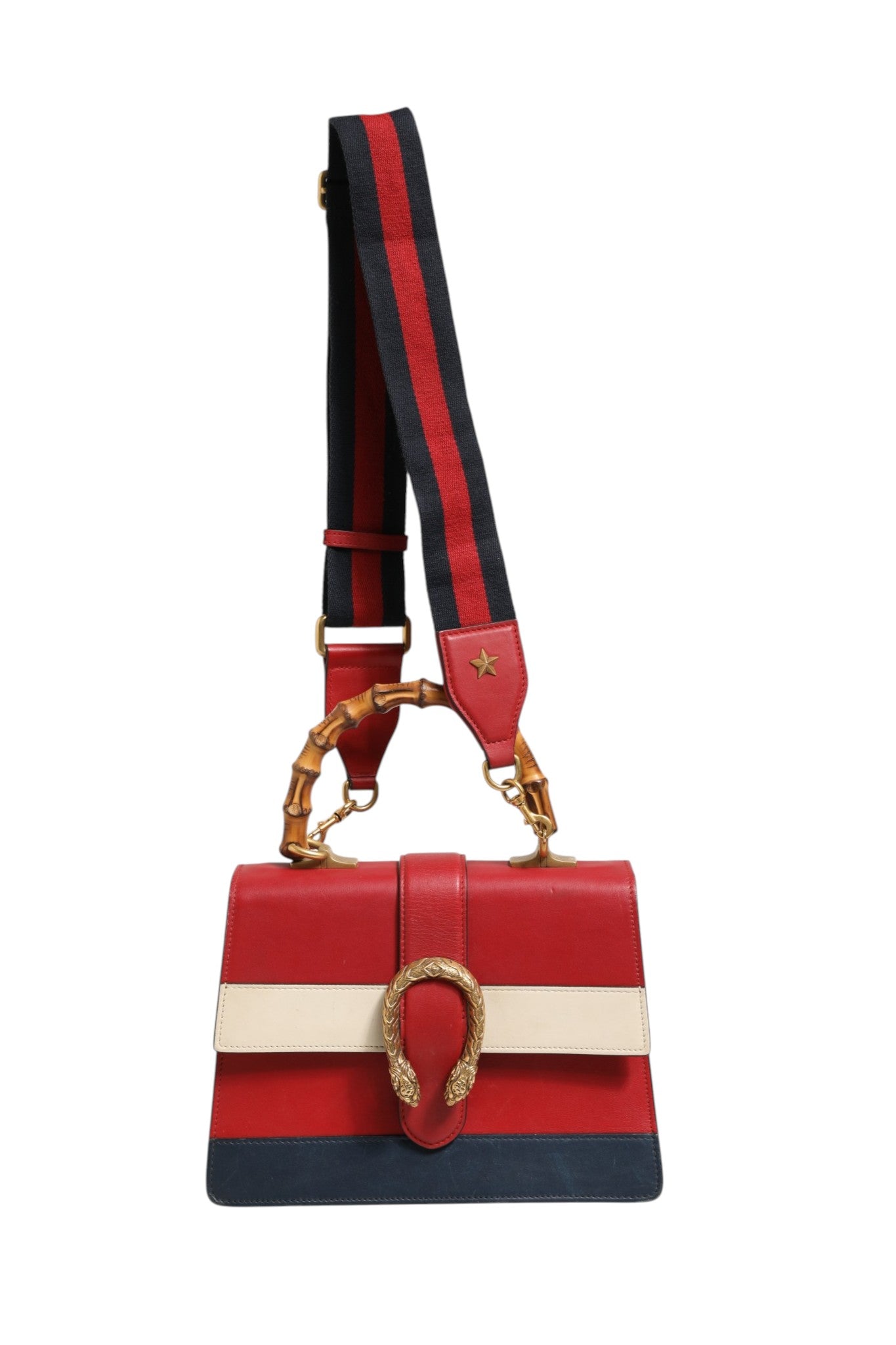 Dionysus Bamboo Medium Henkeltasche Weiß Blau Rot