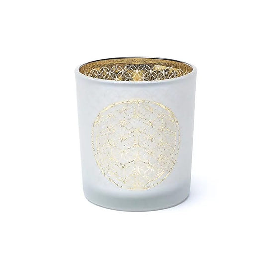 Natural candle light holder frosted/metallic