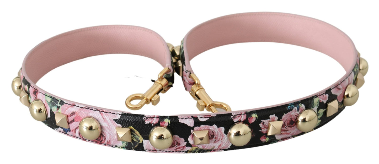 Rosa geblümtes Leder Nieten Accessoire Schulterriemen