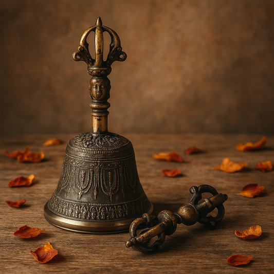 Dorje & Glocke aus Nepal – Antikes rituelles Set aus Bronze