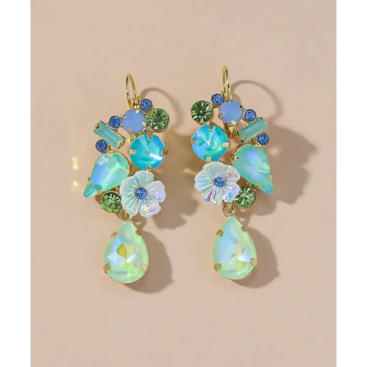 4 Designs Statement-Ohrringe – Blumen, Kristall, Muschel – Damen Modeschmuck