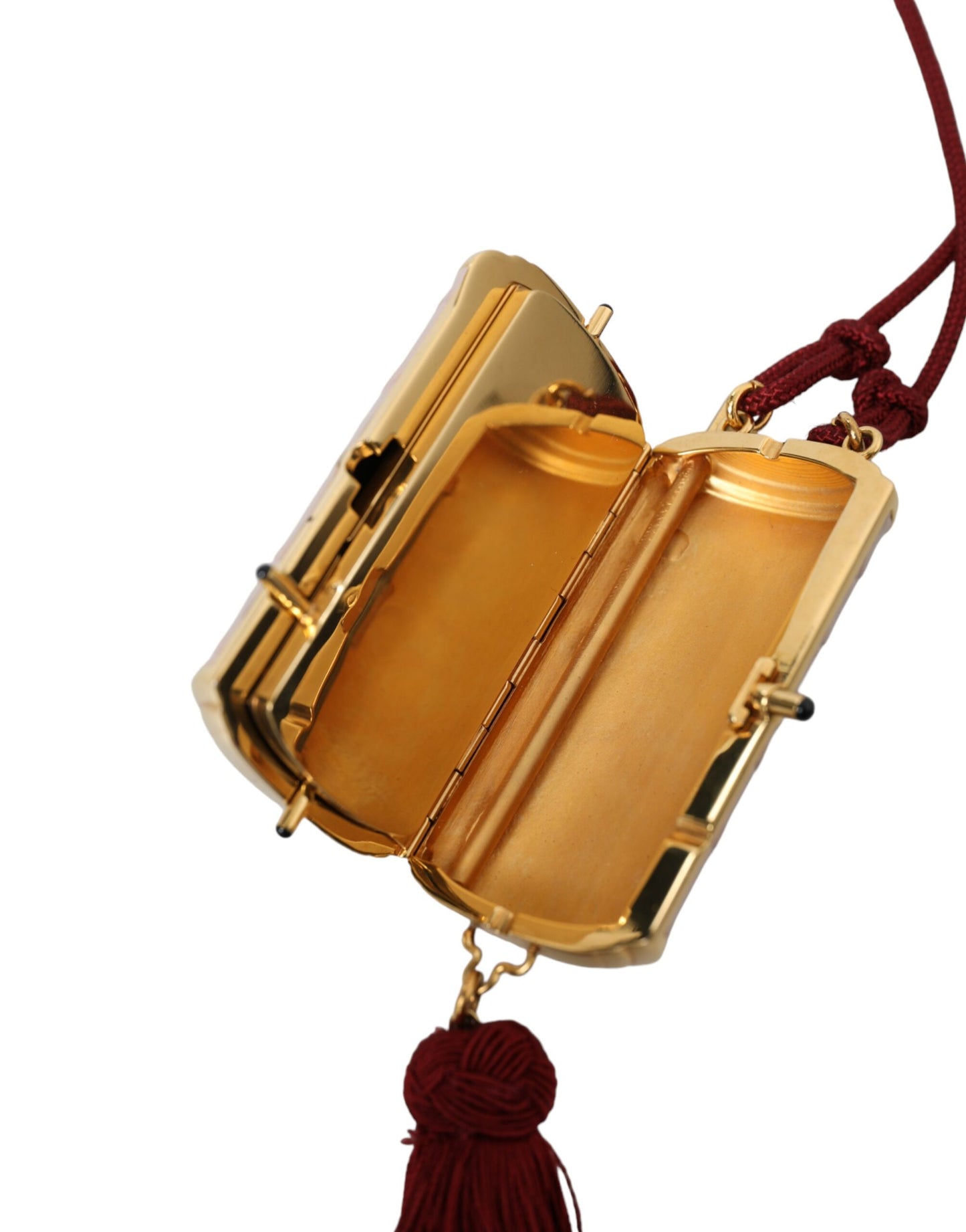 Dolce & Gabbana Rosa Exotisches Leder Mini-Spiegel Quaste Makeup Tasche - Exklusives Accessoire für Damen