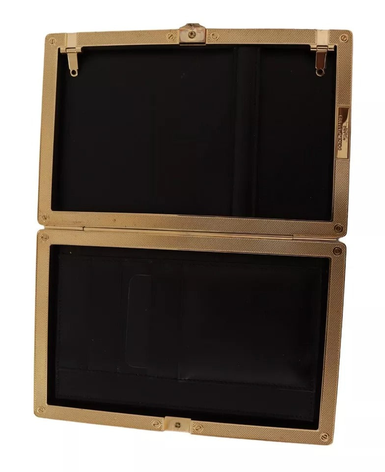 Dolce & Gabbana Schwarz Seide Gold Rahmen Kupplung Abend Handtasche