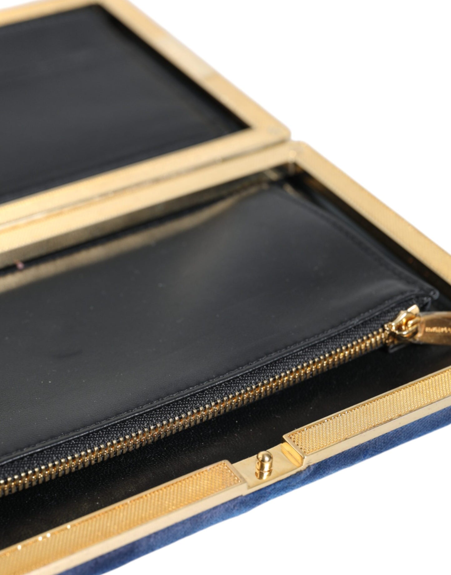 Dolce & Gabbana Blau Samt Gold Rahmen Kupplung Abend Handtasche