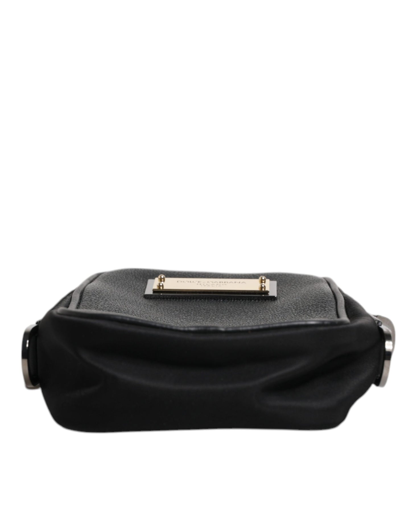 Dolce & Gabbana Schwarze Narbenleder Clutch Bag mit Logoplakette