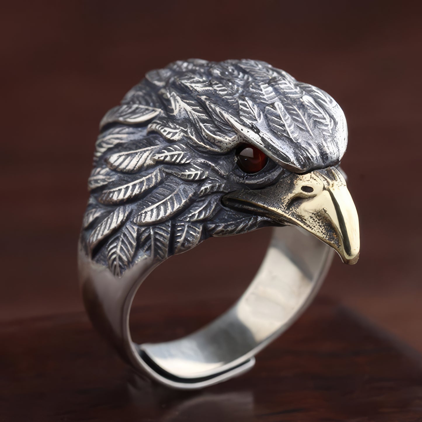 Retro-Style Adler-Ring für Herren | Silberbeschichteter Antik-Look Ring | Handgefertigt