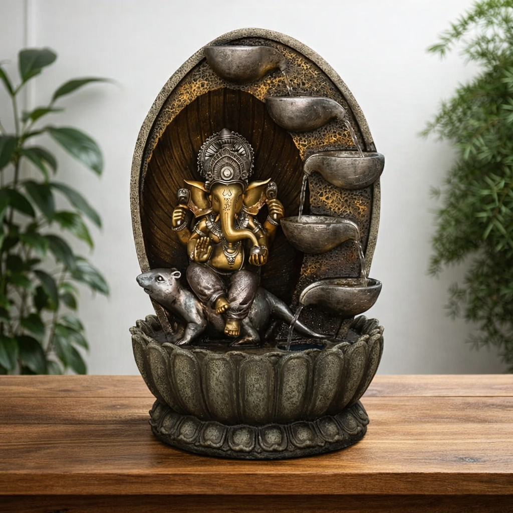 Majestätischer Ganesha Brunnen XL (80cm) – Spirituelle Indoor-Oase für Glück & Harmonie