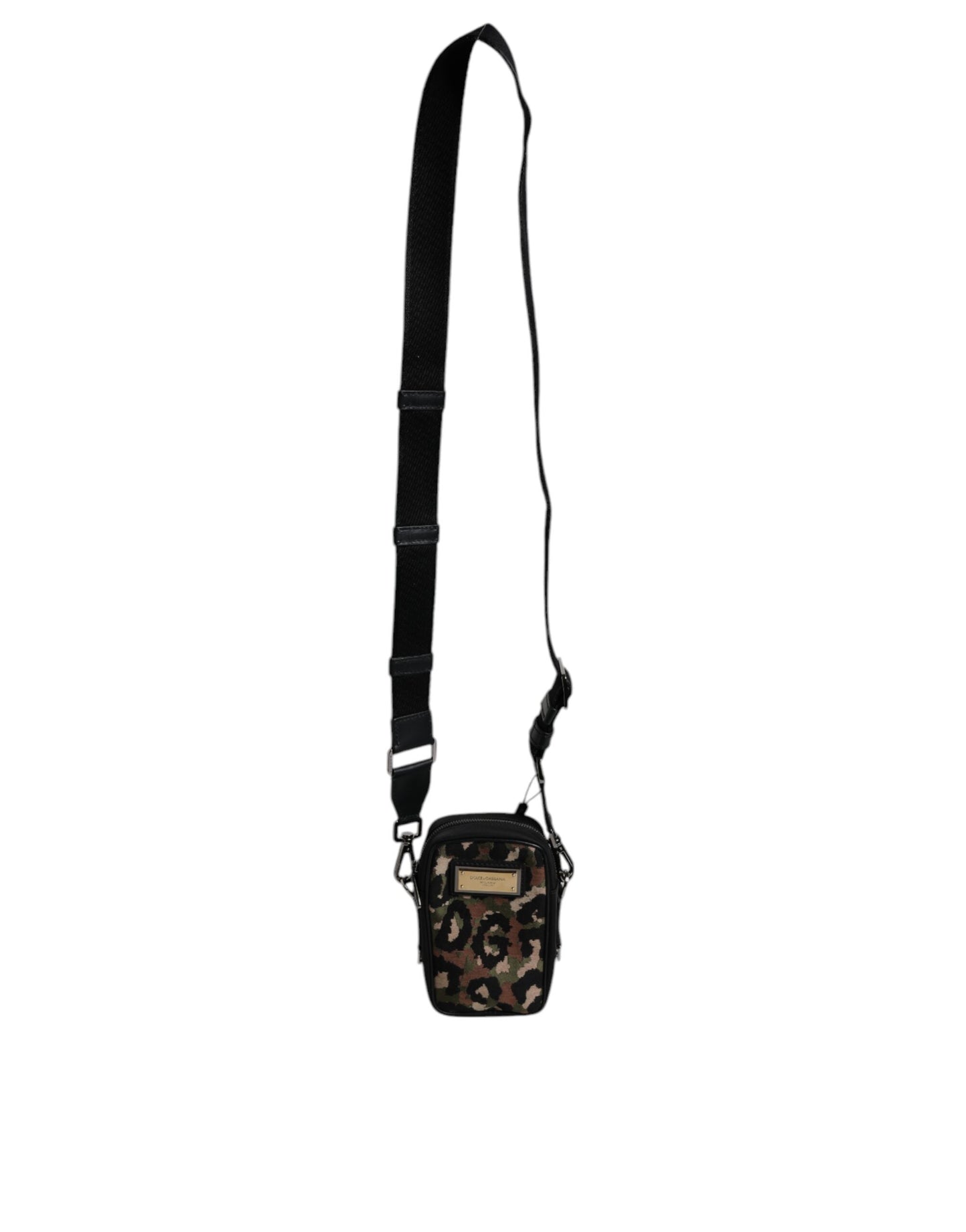 Dolce & Gabbana Multicolor Leopard Jacquard Umhängetasche mit DG-Logo-Plakette