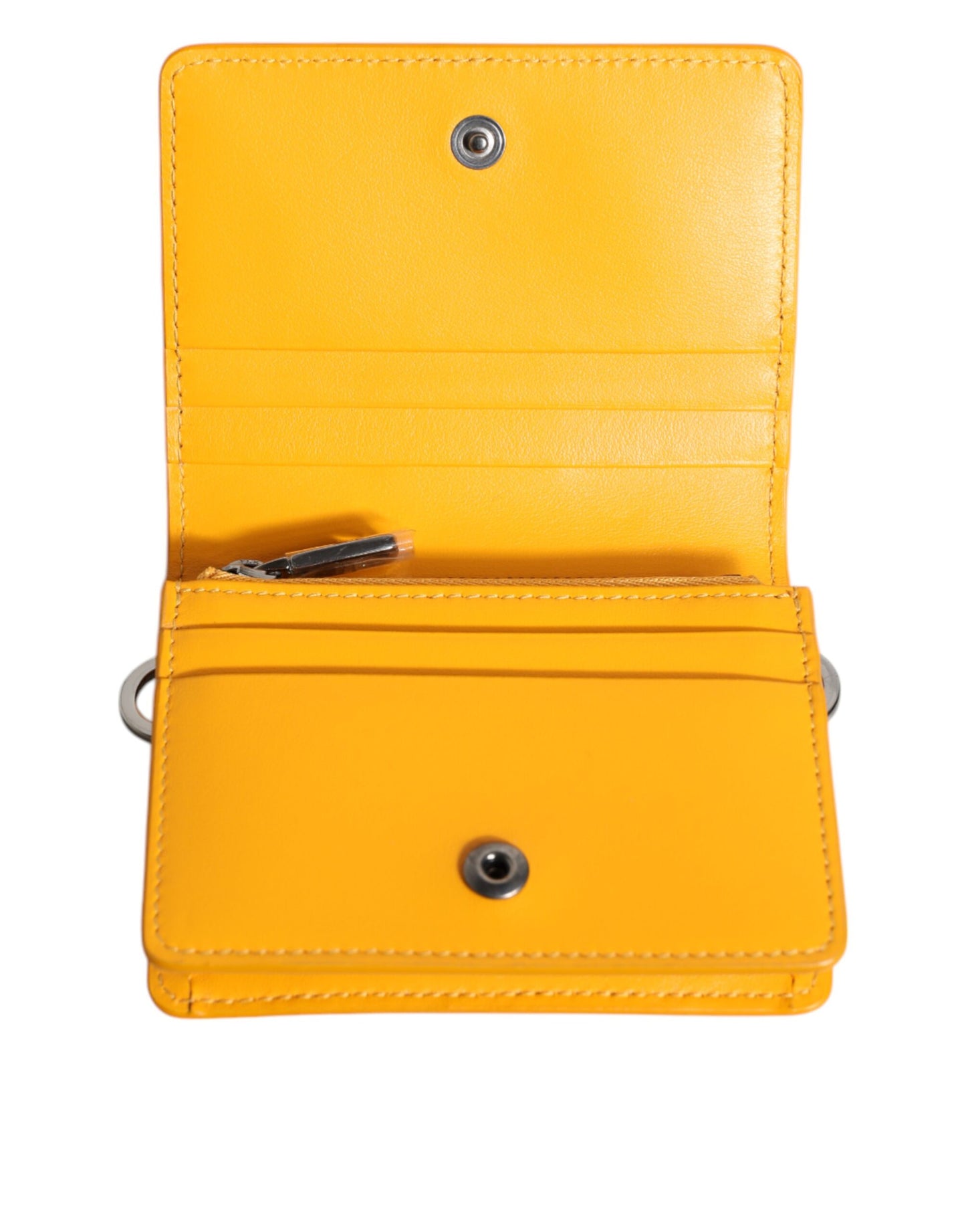 Dolce & Gabbana Gelbe Leder Bifold Crossbody Tasche – Exklusives Designerstück