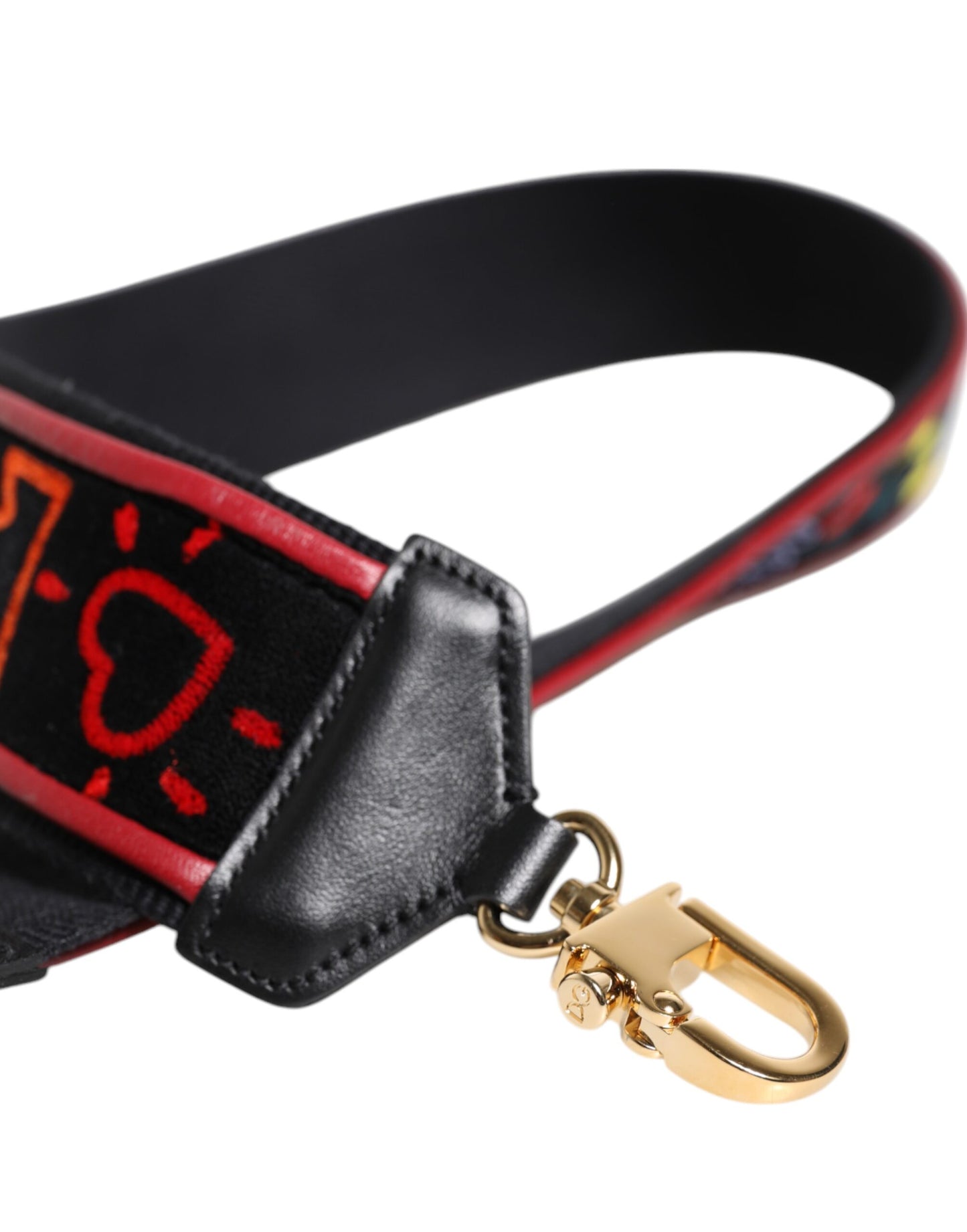 Dolce & Gabbana Schwarze bedruckte Baumwolltasche mit Schulterriemen für Damen