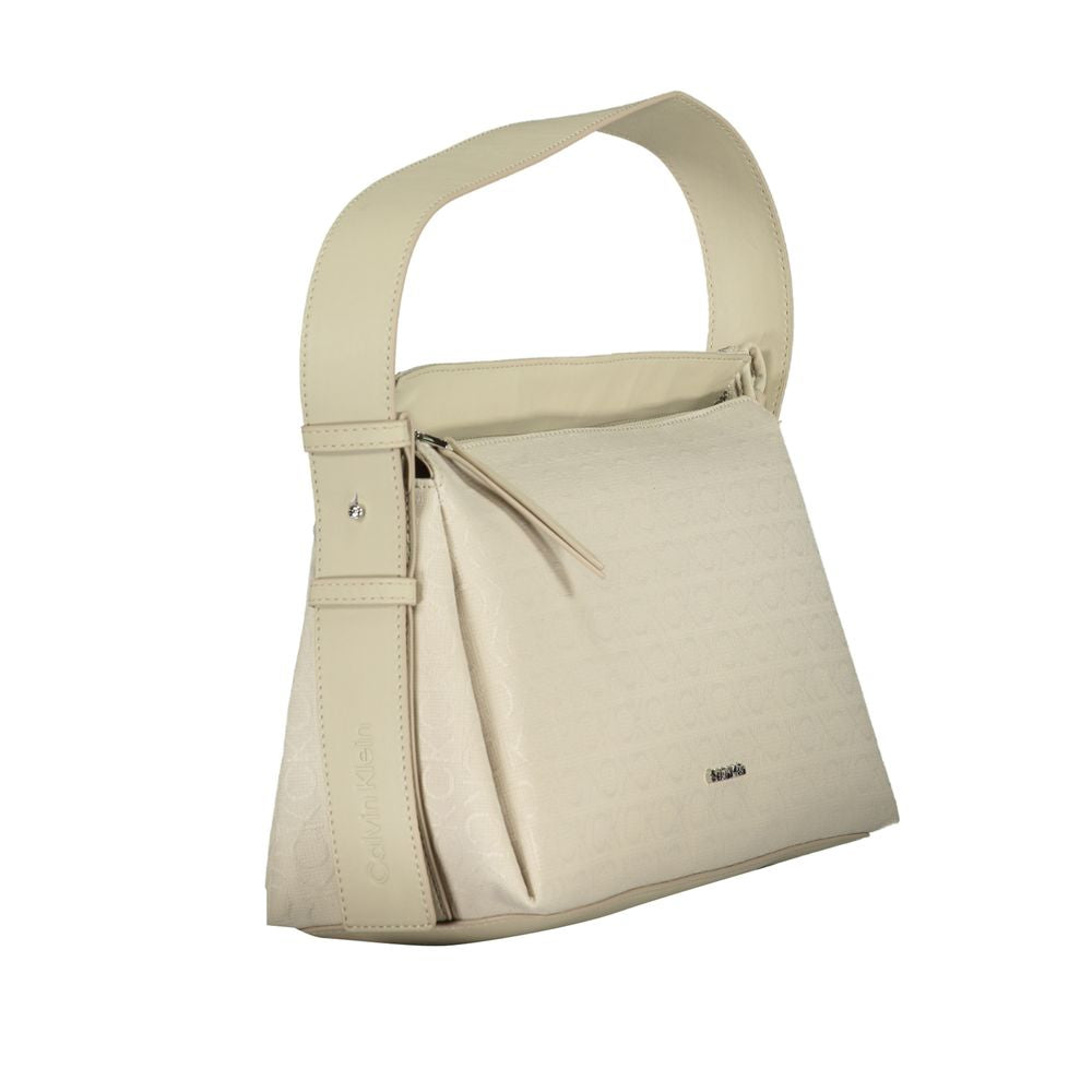 Calvin Klein Beige Handtasche aus Recycling-Polyester mit verstellbarem Schultergriff