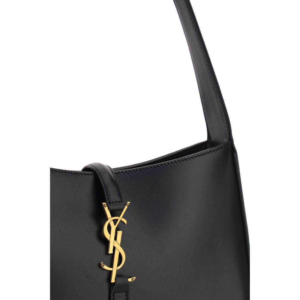 Saint Laurent Schwarze Kalbshaut Bos Taurus Schultertasche – Eleganz in Leder