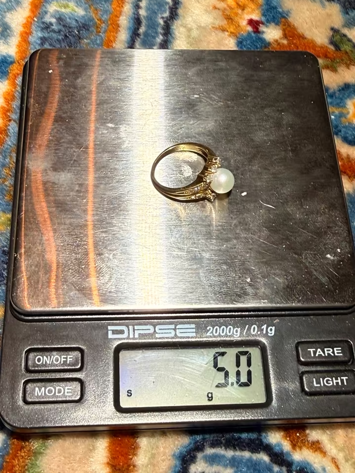 585 Goldring mit Perle & Diamanten 0,56ct