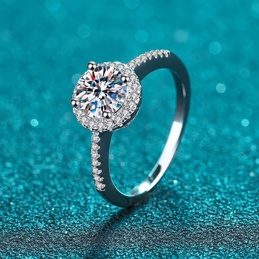 Handgefertigter Moissanit Ring - 925er Silber - Mikro-Intarsien - Funkelnder Edelstein - Einzigartiges Design