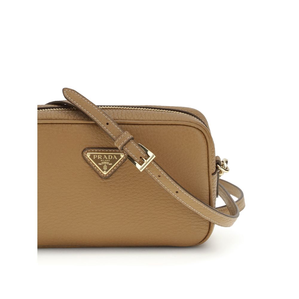 Prada Beigefarbene Kalbshaut Bos Taurus Mini Schultertasche – Eleganz für Jeden Tag