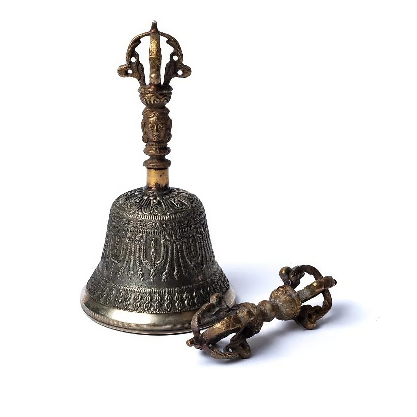 Dorje & Glocke aus Nepal – Antikes rituelles Set aus Bronze