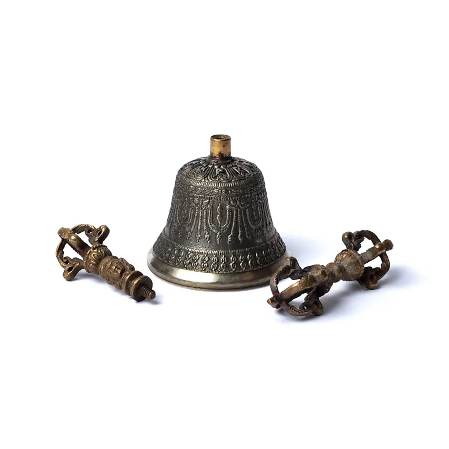 Dorje & Glocke aus Nepal – Antikes rituelles Set aus Bronze