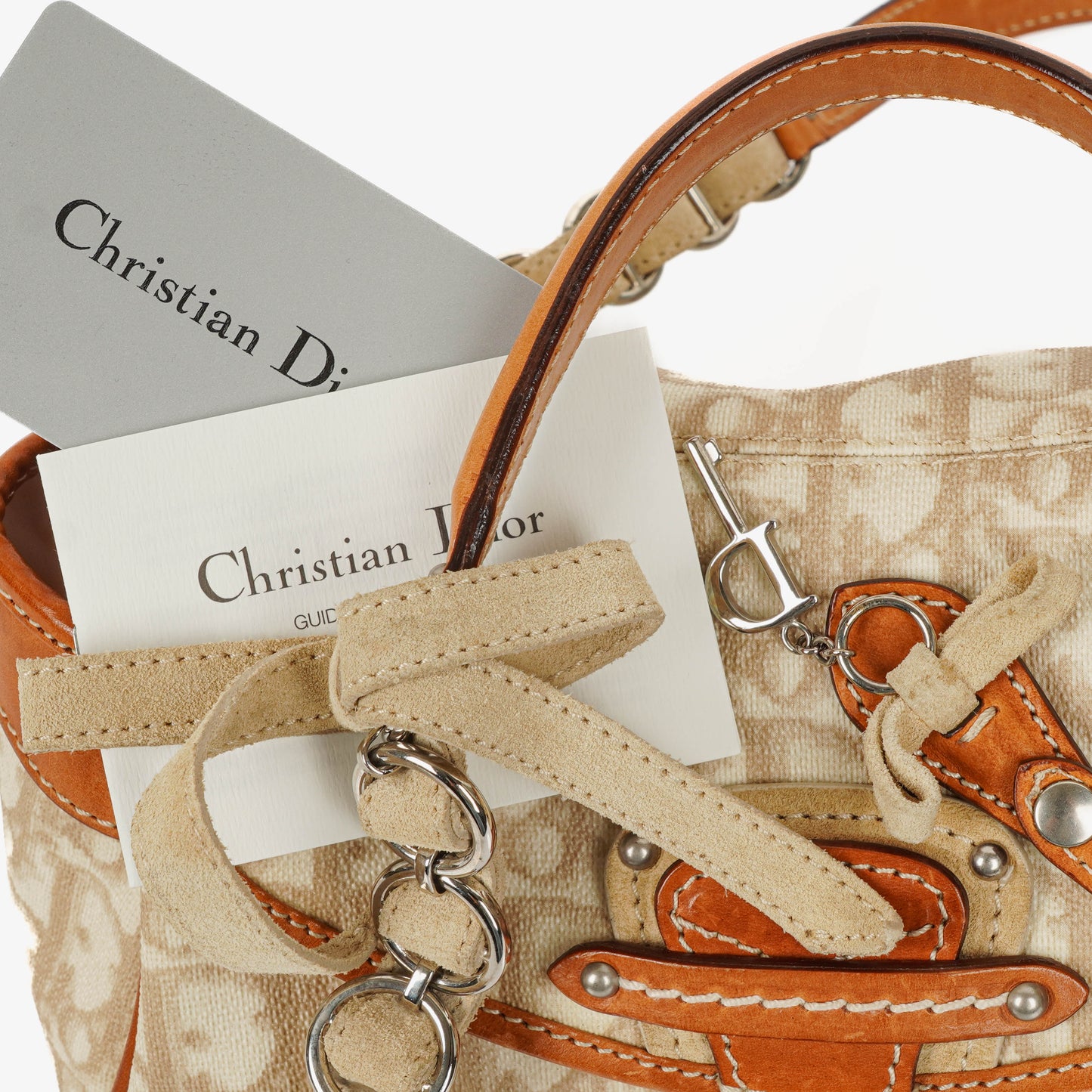 Christian Dior Romantique Trotter Monogramm Tasche aus beschichtetem Canvas in Tan