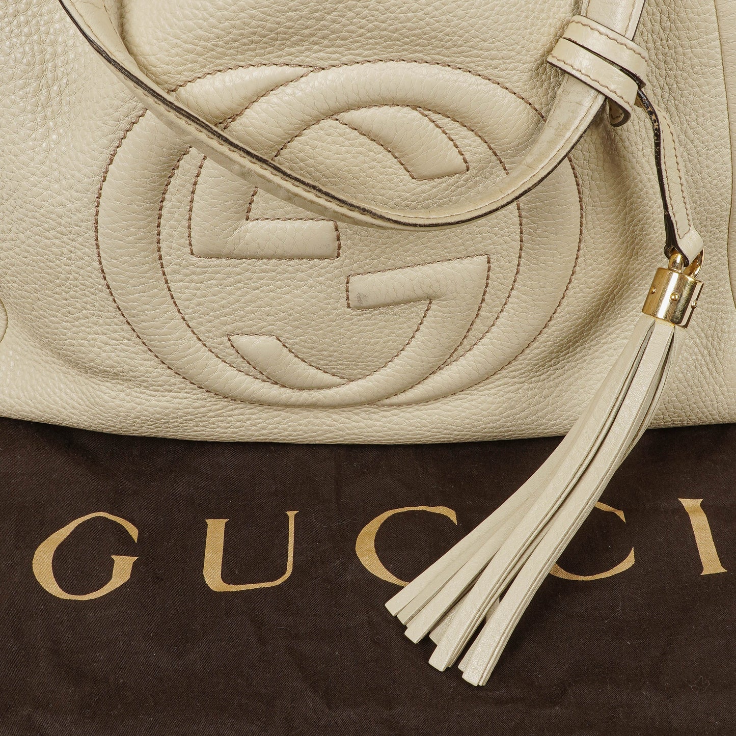 Gucci Soho Tote Bag aus neutralem Leder
