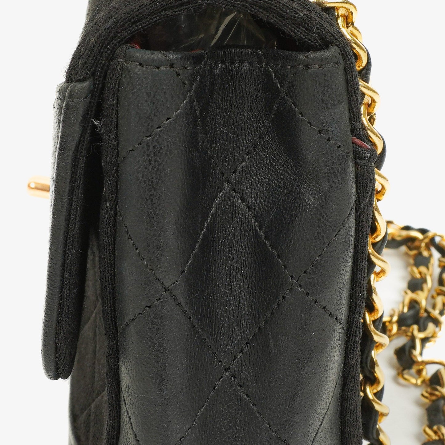 Chanel Medium Classic Vintage Single Flap Tasche aus gestepptem Lammleder und Jersey mit 24K vergoldeter Hardware