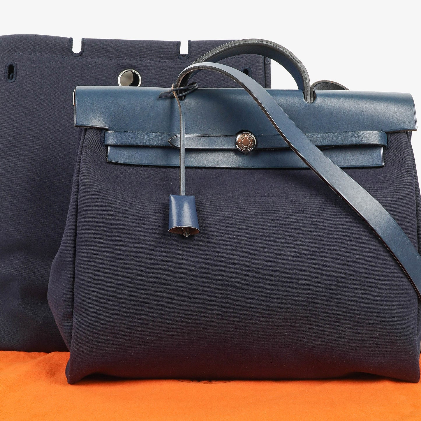Hermès Herbag Navy Canvas Vache Hunter MM 2-in-1 Tasche