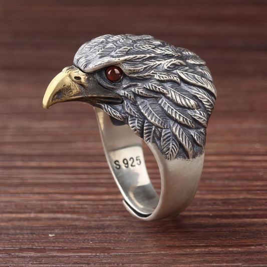 Retro-Style Adler-Ring für Herren | Silberbeschichteter Antik-Look Ring | Handgefertigt