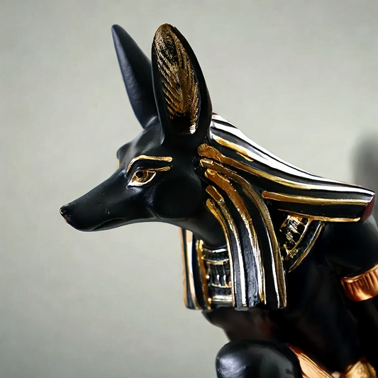 Egipski stojak na butelkę wina Anubis – dekoracyjna figurka z żywicy