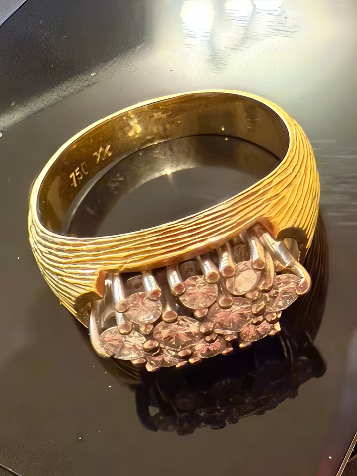 Vintage 750er Goldring 8,3g mit 10 Diamanten – 18K Gold