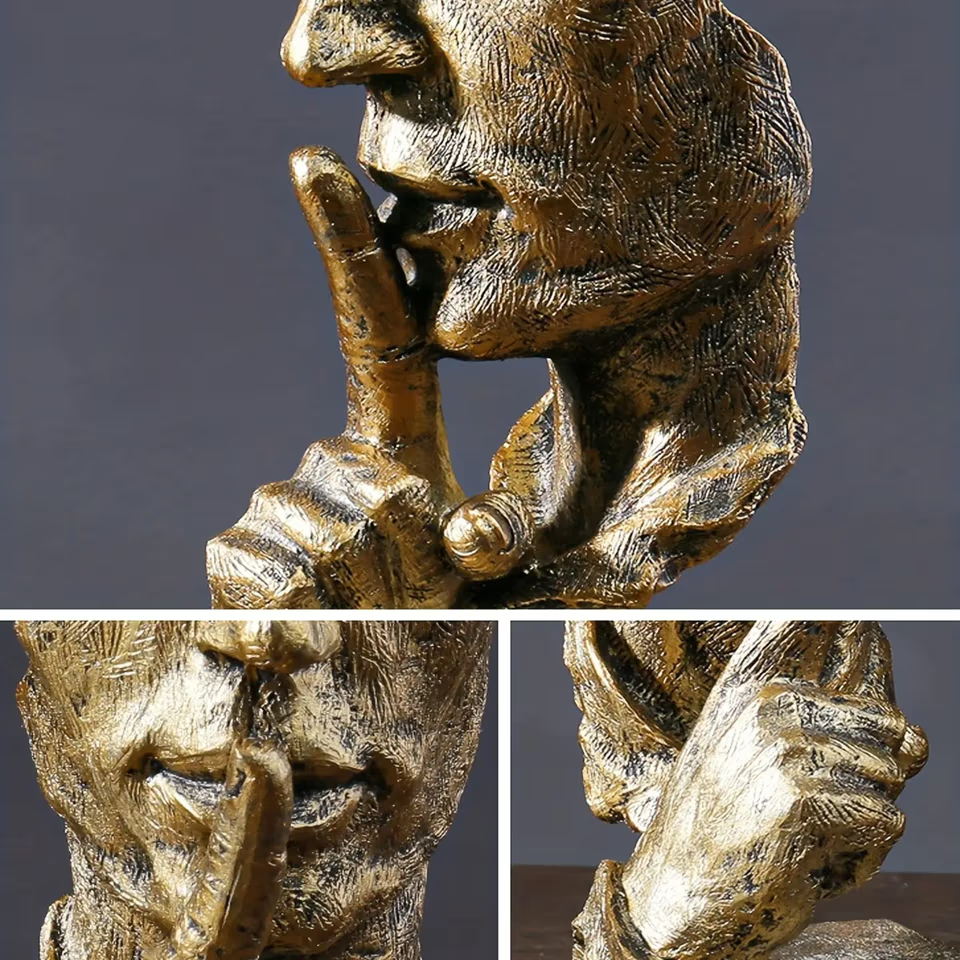 Nordic resin sculpture "Silence is Gold" – Modern decoration
