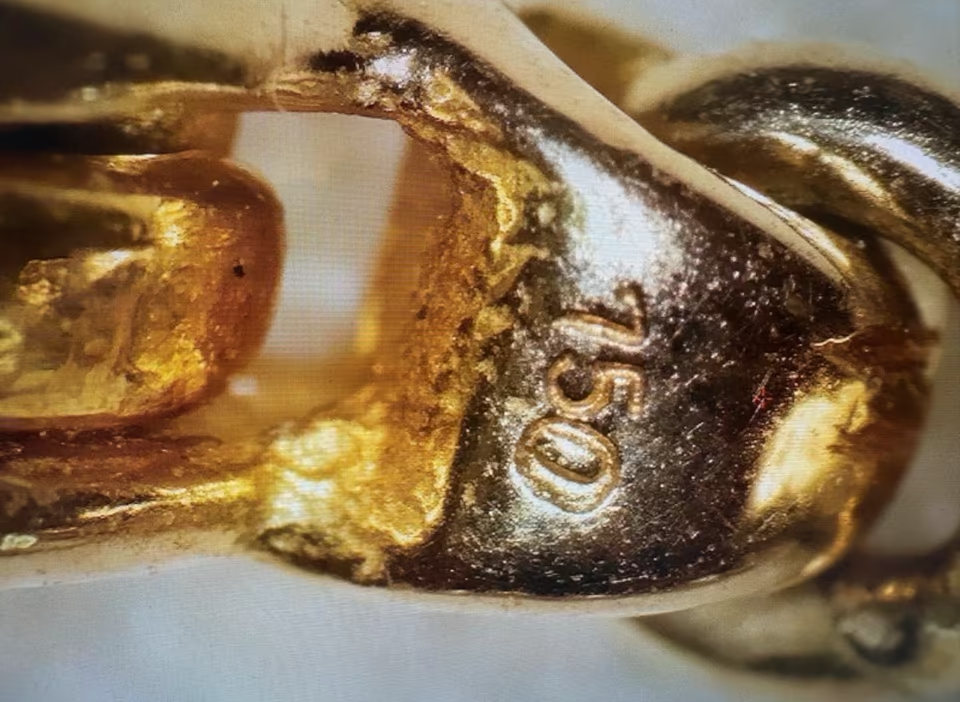 18K Goldkette Vintage 48 cm – Rubine & Zuchtperlen,