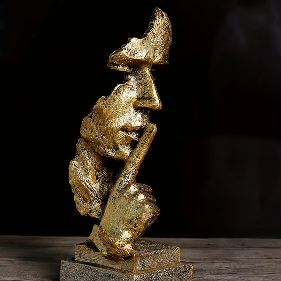 Nordic resin sculpture "Silence is Gold" – Modern decoration