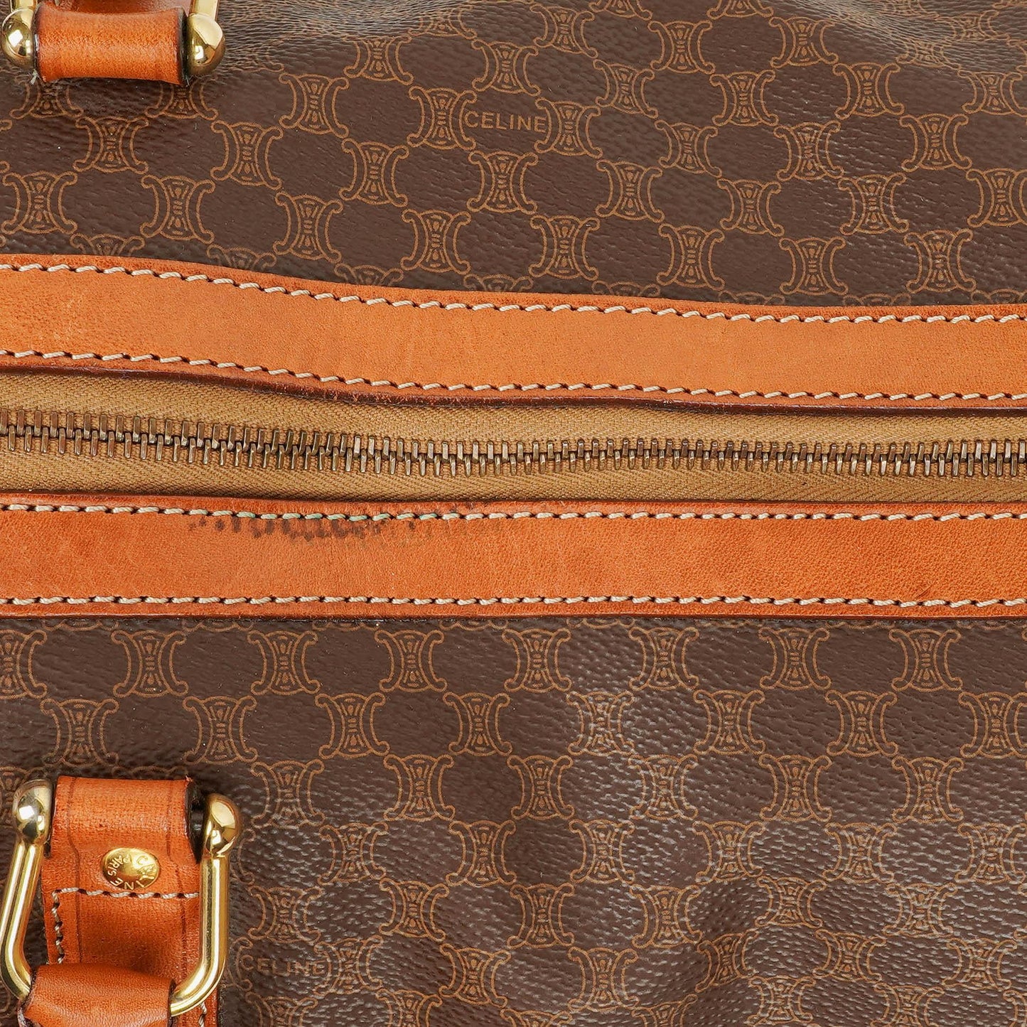Celine Vintage Macadam Triomphe Reisetasche in Braun