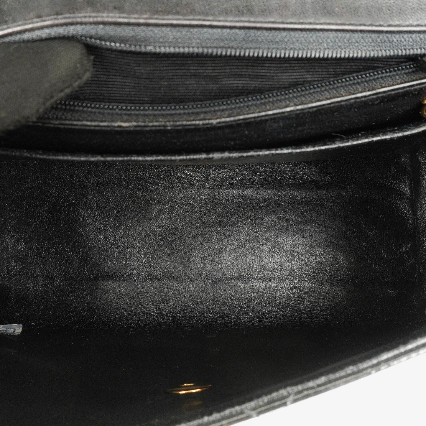 Chanel CC Flap Doppelketten-Tasche aus schwarzem gestepptem Patentleder