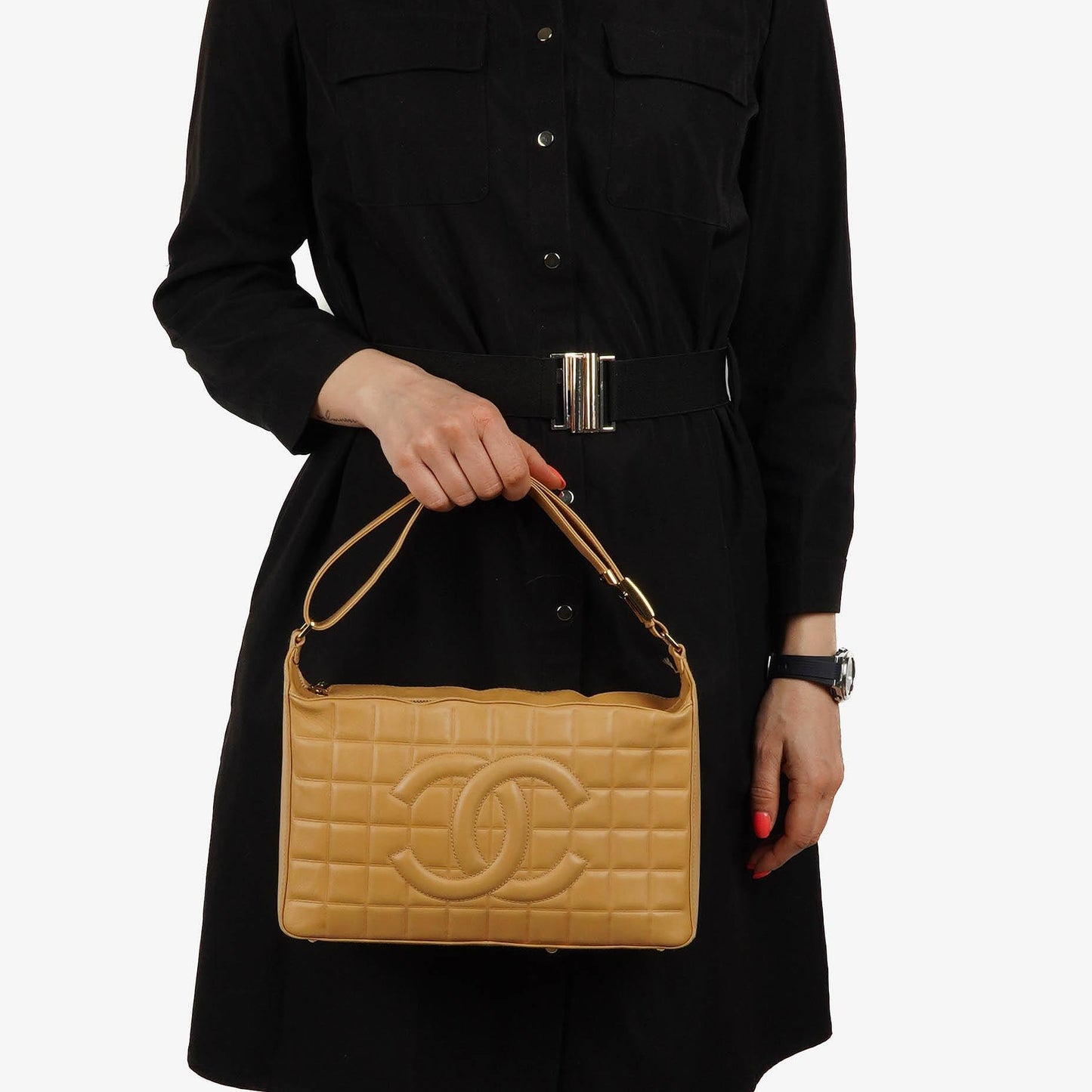 Chanel Chocolate Bar Schultertasche aus Lammleder