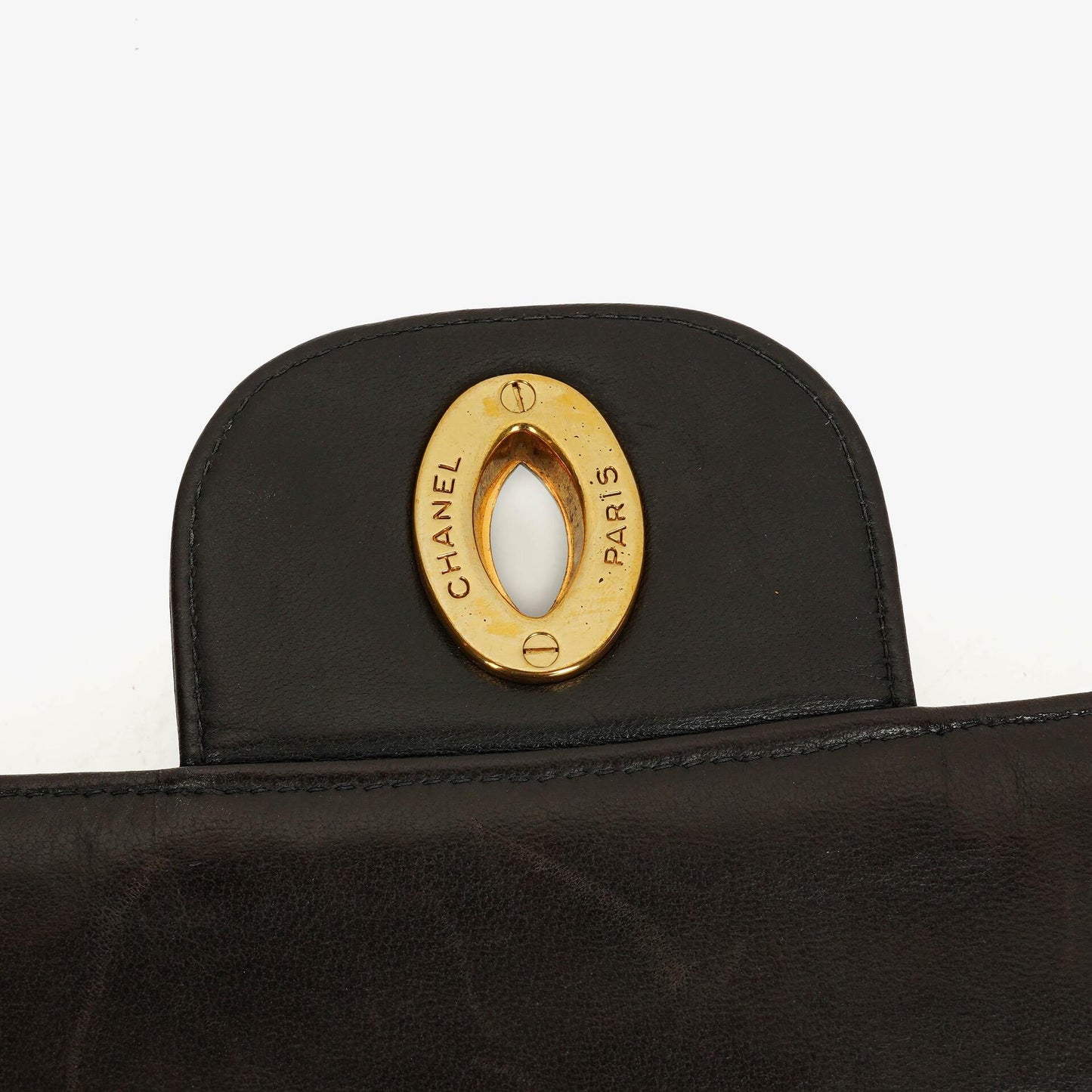 Chanel Jumbo CC Classic Single Flap Tasche aus schwarzem gestepptem Lammleder mit 24K vergoldeter Hardware