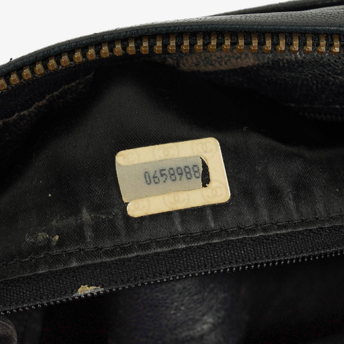 Chanel Vintage CC Camera Tasche aus schwarzem gestepptem Lammleder mit Quaste